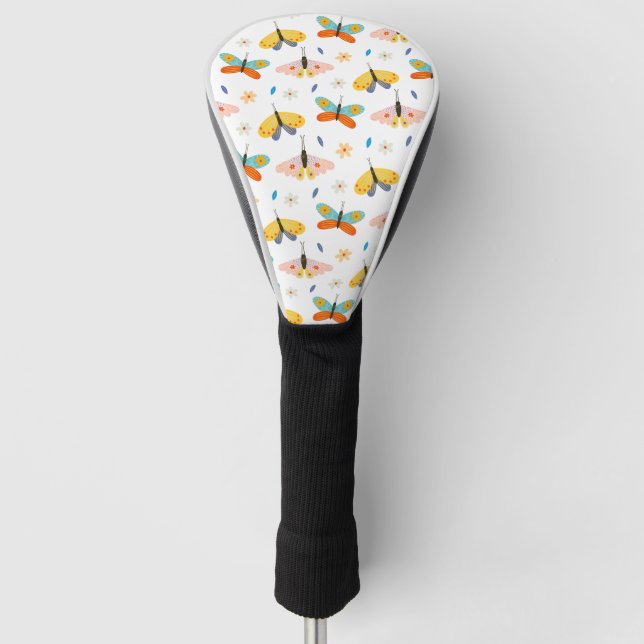 Farbenfroh dekoriertes Schmetterlingsmuster Golf Headcover (Vorderseite)