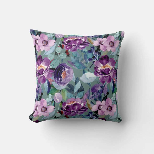 farbenfroh elegantes, florales Kissen (Vorderseite)