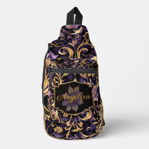Farbenfroh,Extravagant,Lila und Gold Personalisier Crossbody Bag
