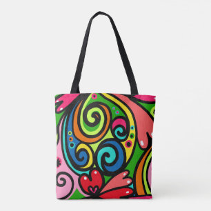 Farbenfroh & Fun Retro Psychedelic 60er Design Tasche