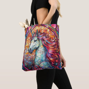 Farbenfroh gestanztes Glas Einhorn Tasche