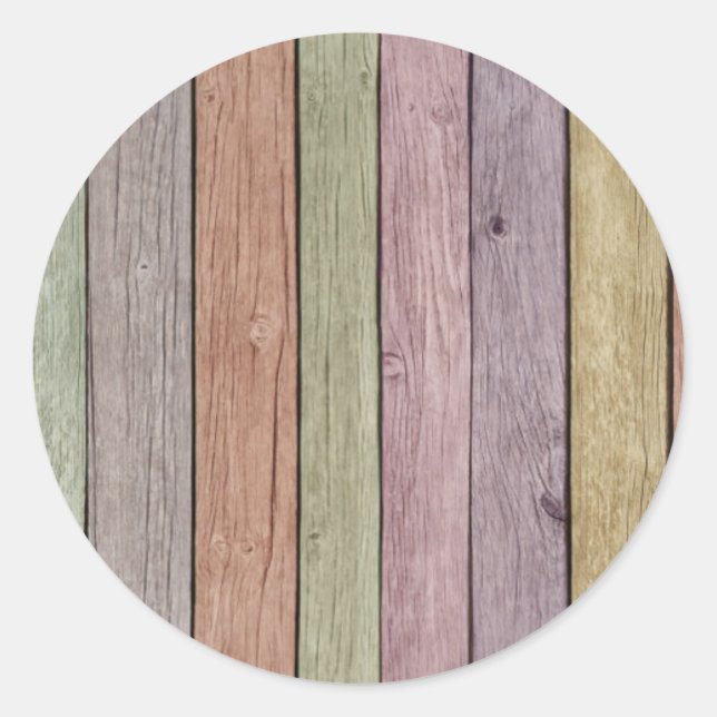 Farbenfroh gestrichenes Holz Runder Aufkleber (Vorderseite)