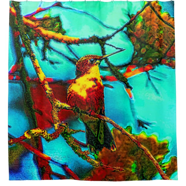 Farbenfroh Hummingbird Duschvorhang (Vorderseite)