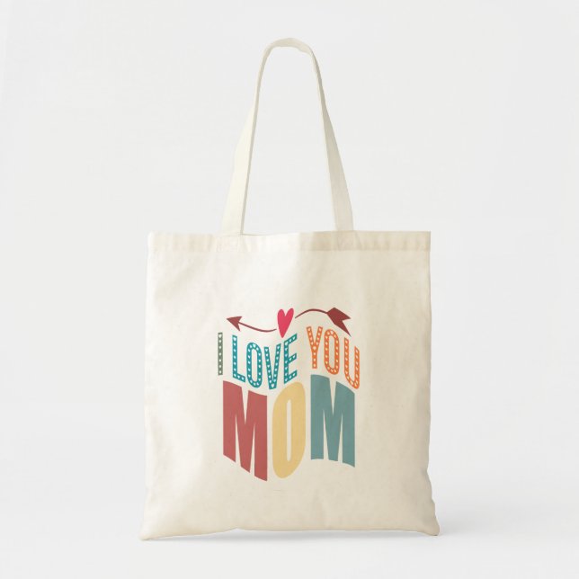 Farbenfroh I Liebe Sie Mama & Herz & Arrow Tragetasche (Vorne)