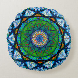 Farbenfroh-Kaleidoskop| Abstraktes Mandala Rundes Kissen