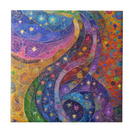Farbenfroh Klimt Inspirierte Star Wirbel Regenboge Fliese