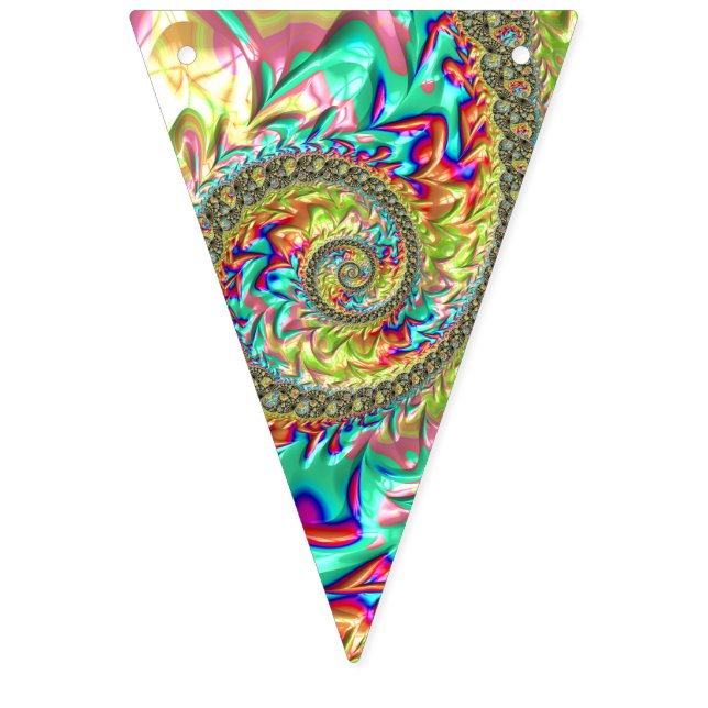 Farbenfroh, kräftig und dynamisch Groovy Trippy Fr Wimpelkette (Erste Fahne)