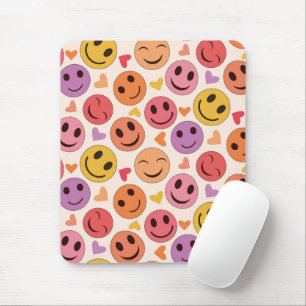 Farbenfroh Lächeln Glückliche Gesichter mit Herz M Mousepad
