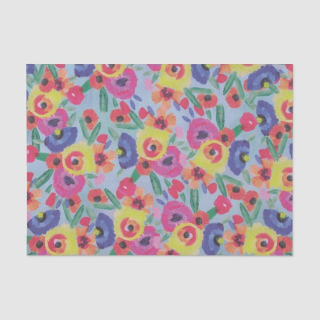 Farbenfroh, lebhaft Wasserfarbe Floral botanisch Seidenpapier (Vorderseite)