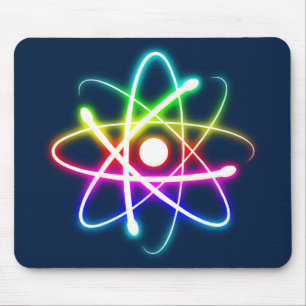 Farbenfroh leuchtendes Atom - dunkelblau Mousepad