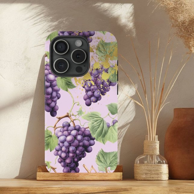 Farbenfroh Lila, Mauve Grapevine Gold Akzent Case-Mate iPhone Hülle (Von Creator hochgeladen)