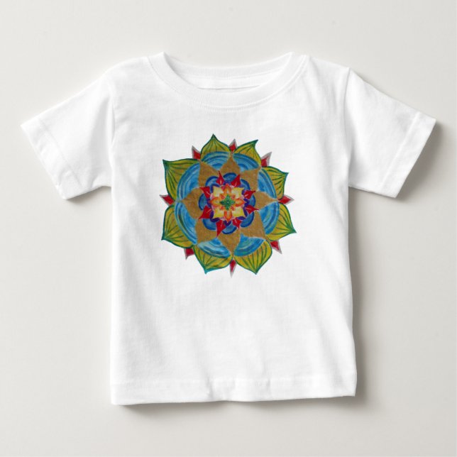 Farbenfroh Mandala Baby Fine Jersey T - Shirt (Vorderseite)