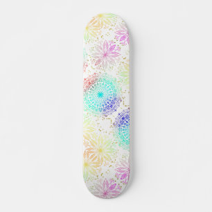 Farbenfroh Mandala Floral White Skateboard
