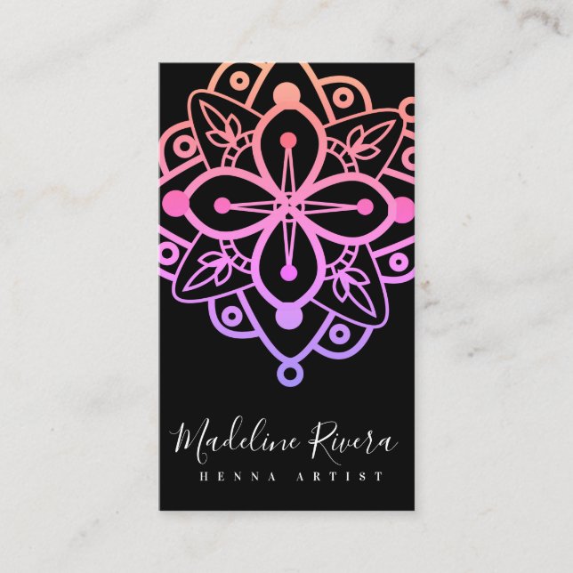 Farbenfroh Mandala Henna Artist Yoga Macrame Visitenkarte (Vorderseite)