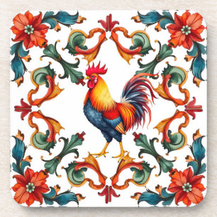 Farbenfroh, mediterran, mosaik, hirngeflecht, voge getränkeuntersetzer
