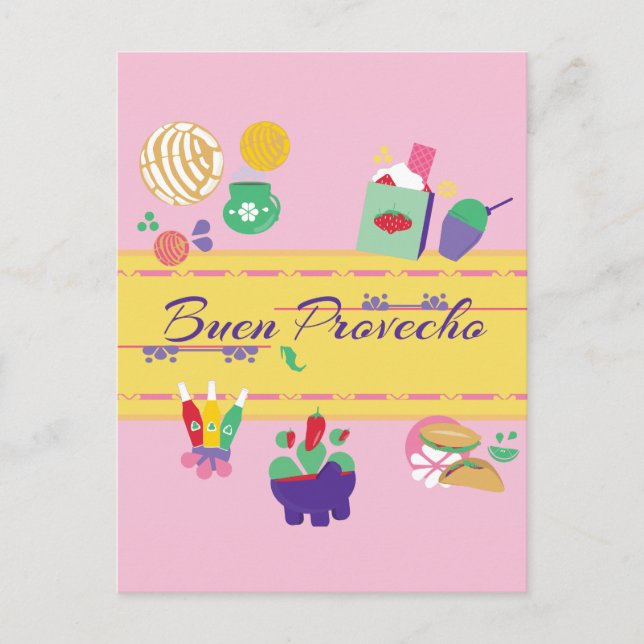 farbenfroh mexikanisches Essen auf der Postkarte (Vorderseite)