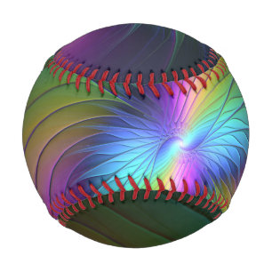 Farbenfroh mit blauem, modernem Abstraktem Fraktal Baseball