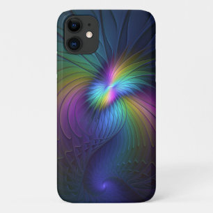 Farbenfroh mit blauem, modernem Abstraktem Fraktal Case-Mate iPhone Hülle
