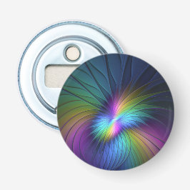 Farbenfroh mit blauem, modernem Abstraktem Fraktal Flaschenöffner