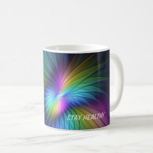 Farbenfroh mit blauem, modernem Abstraktem Fraktal Kaffeetasse