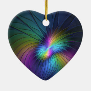 Farbenfroh mit blauem, modernem Abstraktem Fraktal Keramik Ornament