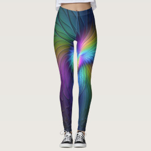 Farbenfroh mit blauem, modernem Abstraktem Fraktal Leggings