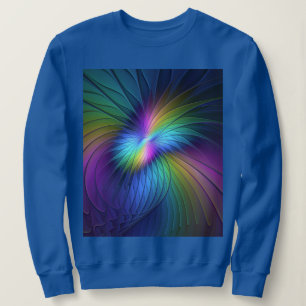 Farbenfroh mit blauem, modernem Abstraktem Fraktal Sweatshirt