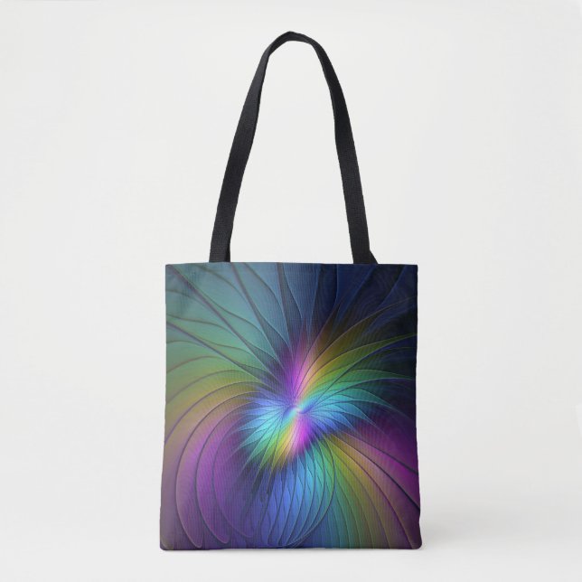 Farbenfroh mit blauem, modernem Abstraktem Fraktal Tasche (Vorderseite)