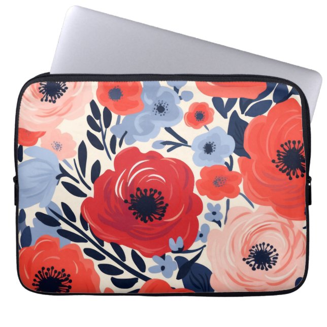Farbenfroh, modern, blau, blau laptopschutzhülle (Vorderseite)