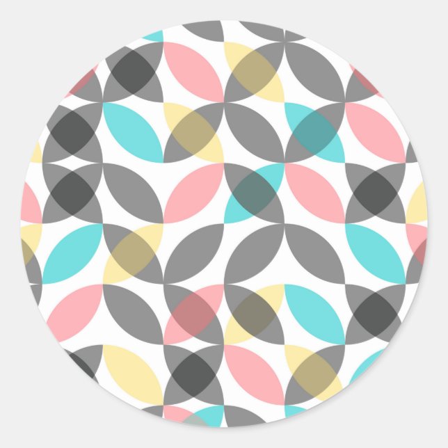 Farbenfroh, modern, fröhlich kreisförmig geometris runder aufkleber (Vorderseite)