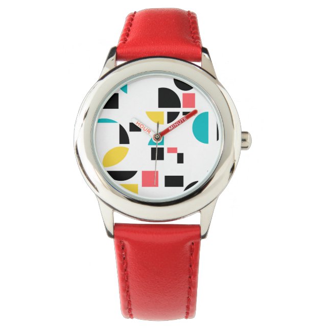 Farbenfroh, modern, trendig, lustig, fröhlich geom armbanduhr (Vorderseite)