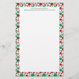 Farbenfroh, moderner Polka Dot Green Red Pink Briefpapier