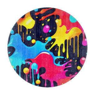 Farbenfroh Neonpaint Spritzer Art Schneidebrett