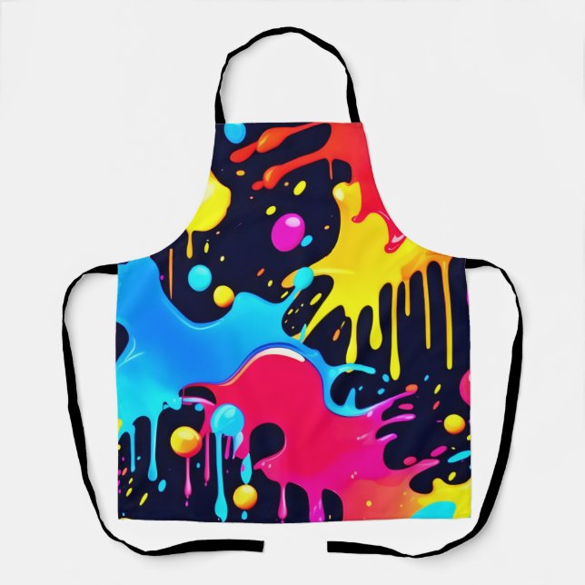 Farbenfroh Neonpaint Spritzer Art Schürze (Vorderseite)