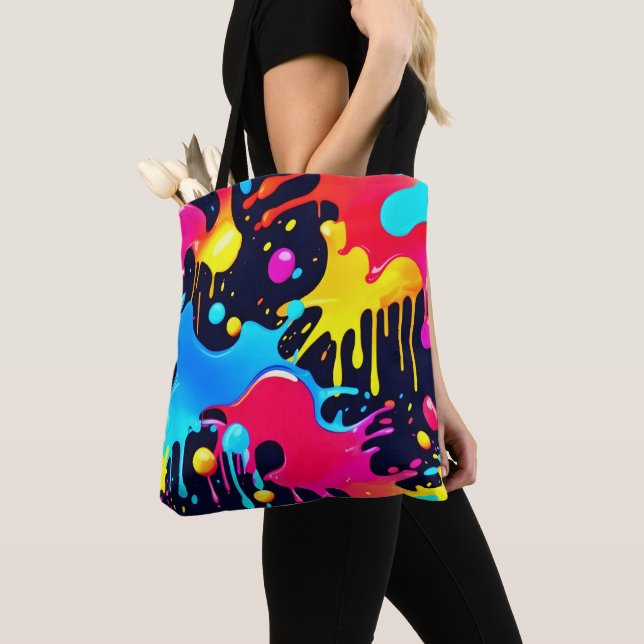 Farbenfroh Neonpaint Spritzer Art Tasche (Von Nahem)