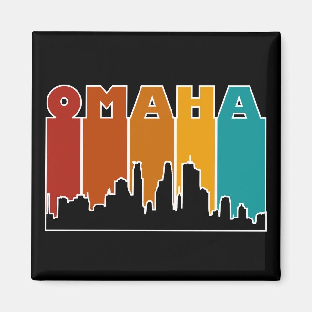 Farbenfroh Omaha Nebraska Retro Sunset Magnet (Vorne)