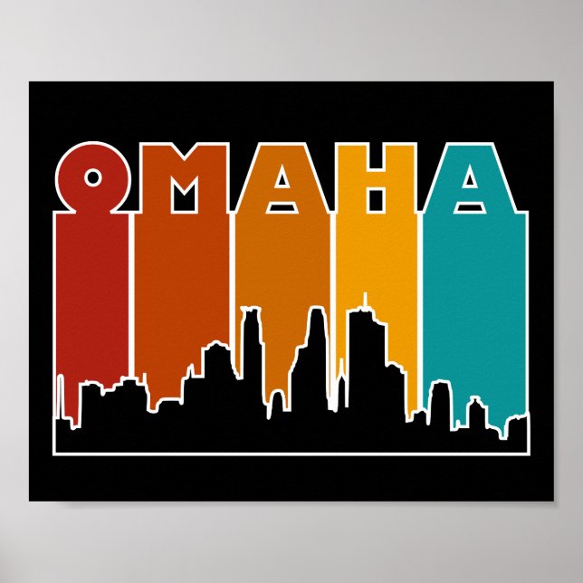 Farbenfroh Omaha Nebraska Retro Sunset Poster (Vorne)