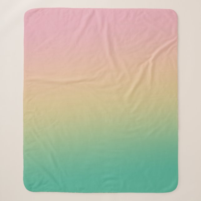 Farbenfroh Ombre Gradient Aquamarin Peach Pink Sherpadecke (Vorderseite)