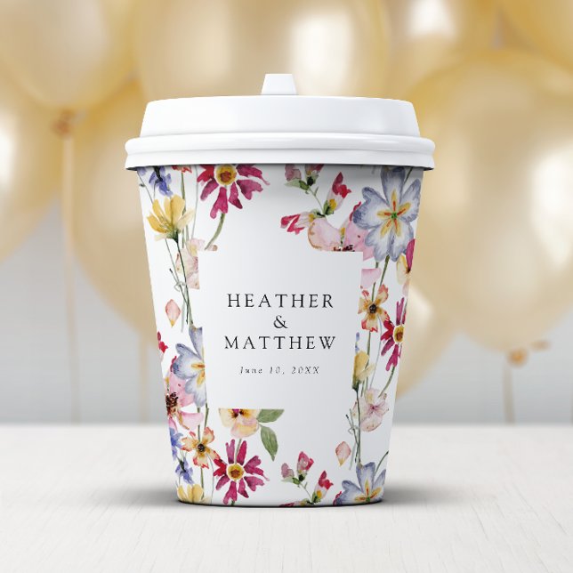 Farbenfroh Pappbecher (Colorful Watercolor Floral Paper Cups by Painted Paperie
)