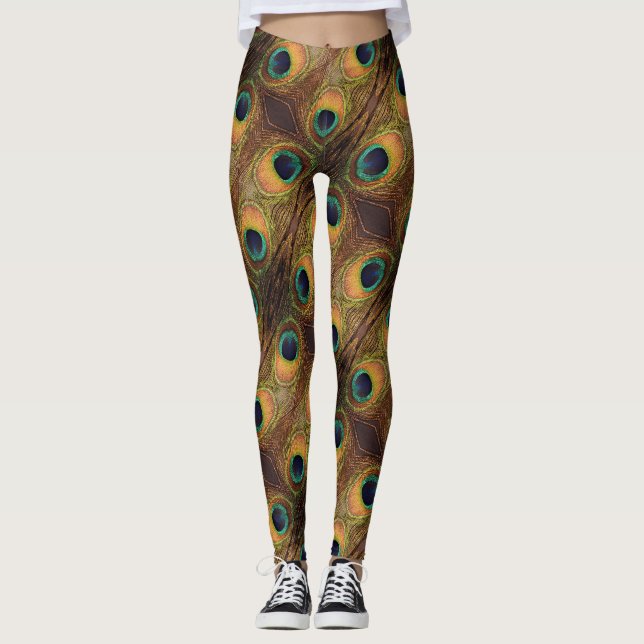 Farbenfroh Peacock Green Gold Black 4Penny Leggings (Vorderseite)