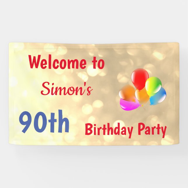 Farbenfroh Personalisiert 90. Geburtstag Banner (Horizontal)
