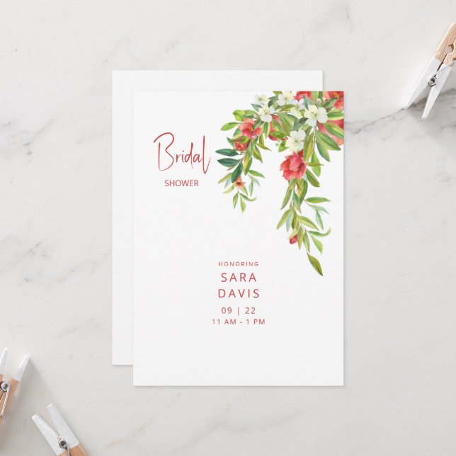 Farbenfroh Pomegranate Bridal Einladung (Vorderseite/Rückseite Beispiel)