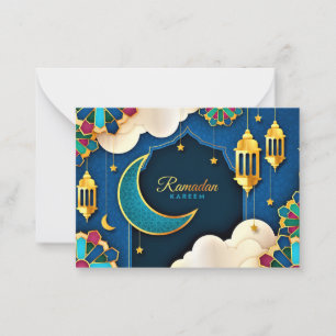 farbenfroh Ramadan Kareem Gold Crescent Mitteilungskarte