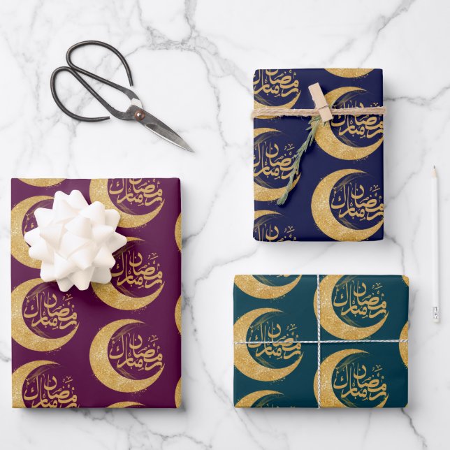 farbenfroh Ramadan Mubarak | Ramadan-Geschenk Geschenkpapier Set (Vorderseite)