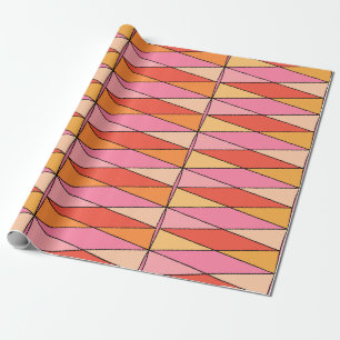 Farbenfroh Retro Harlequin Muster Pink Geschenkpapier