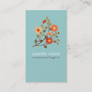 Farbenfroh Retro Orange und Rot Floral Visitenkarte