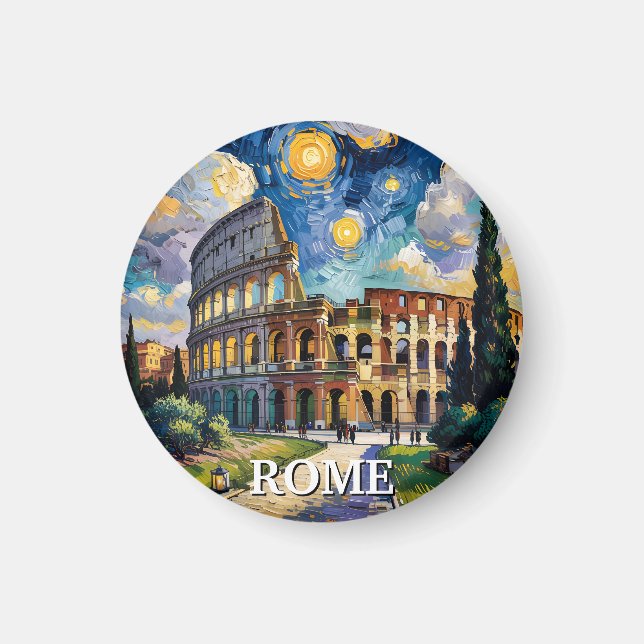 Farbenfroh Rom Italien Kolosseum in Van Gogh Style Magnet (Vorne)