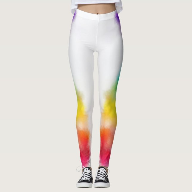 Farbenfroh Rosa Blau Grün Gelb Moderne Elegant Leggings (Vorderseite)
