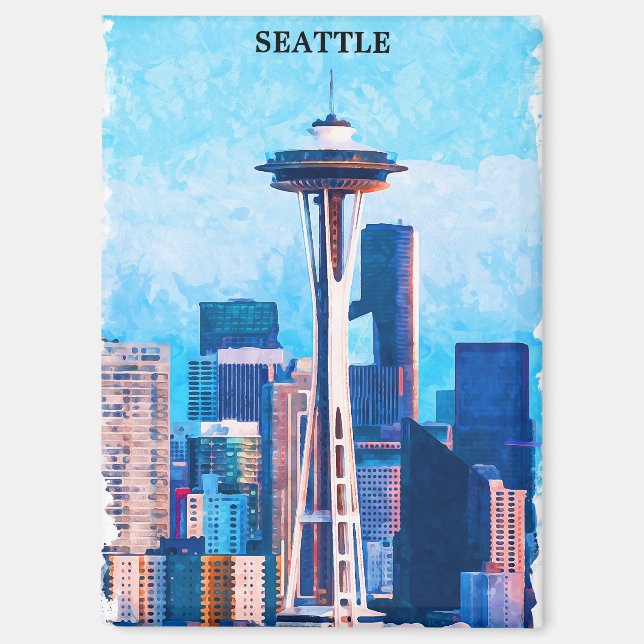 farbenfroh Seattle Washington City Magnet (Vorderseite)