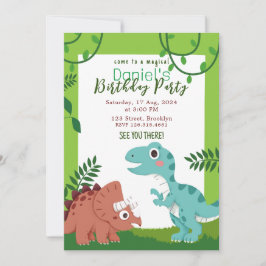 Farbenfroh spielerisch Childish Dinosaurier Geburt Einladung